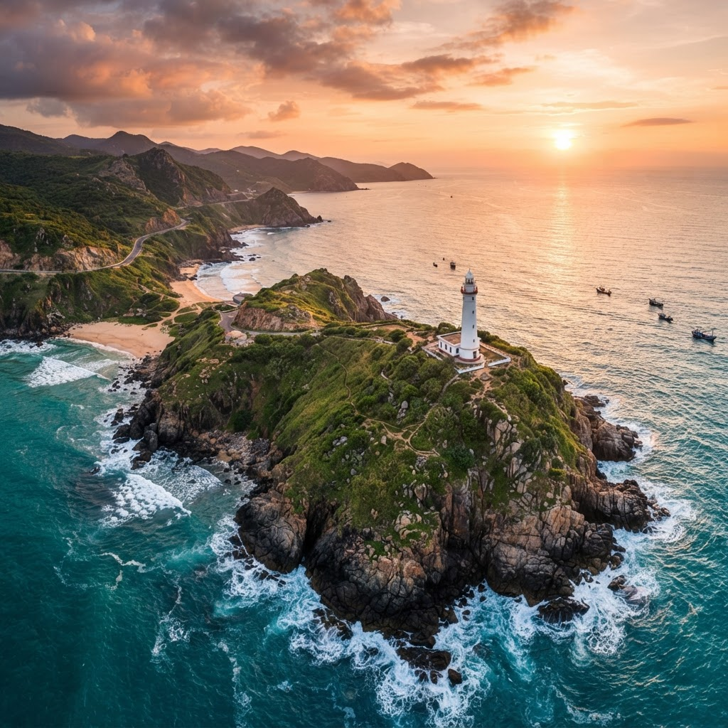 Bờ biển Phú Yên lúc hoàng hôn